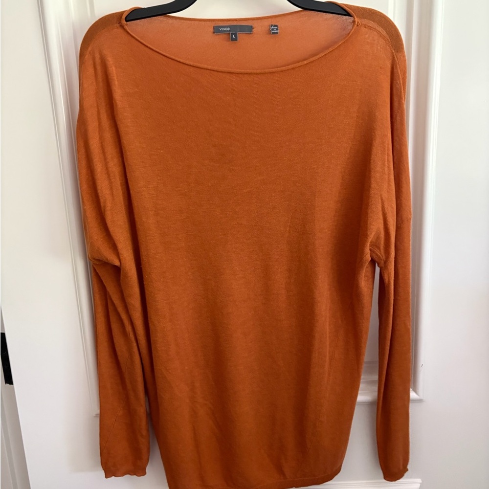 Vince Orange Crew Neck Sweater Knit Classic